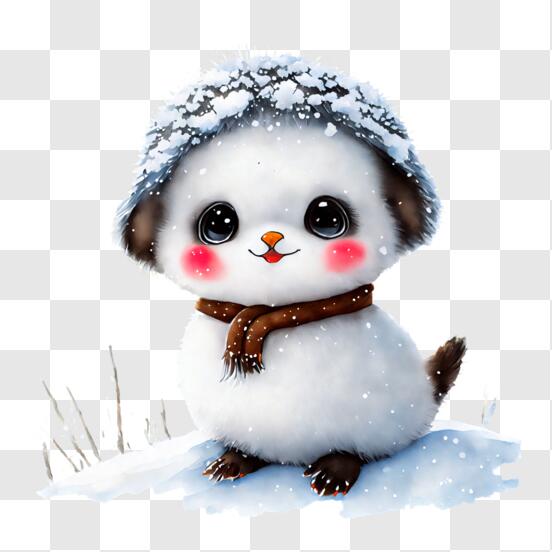 Download Winter Wonderland: A Cute White Animal in the Snow PNG