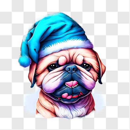 Download Playful Pug Dog with a Festive Twist PNG Online - Creative Fabrica
