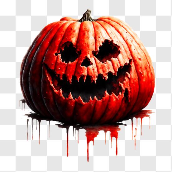 Scarica Immagine spaventosa di una zucca di Halloween con sangue che cola  PNG Online - Creative Fabrica