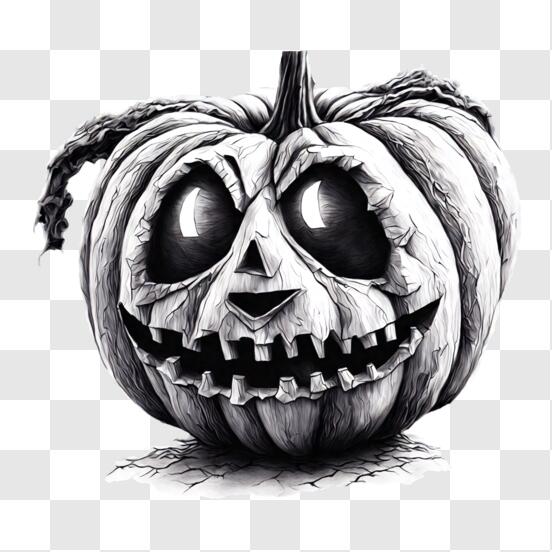 Árvore de halloween com cara assustadora. imagem do ícone do doodle. desenho  de autocolante de desenho animado