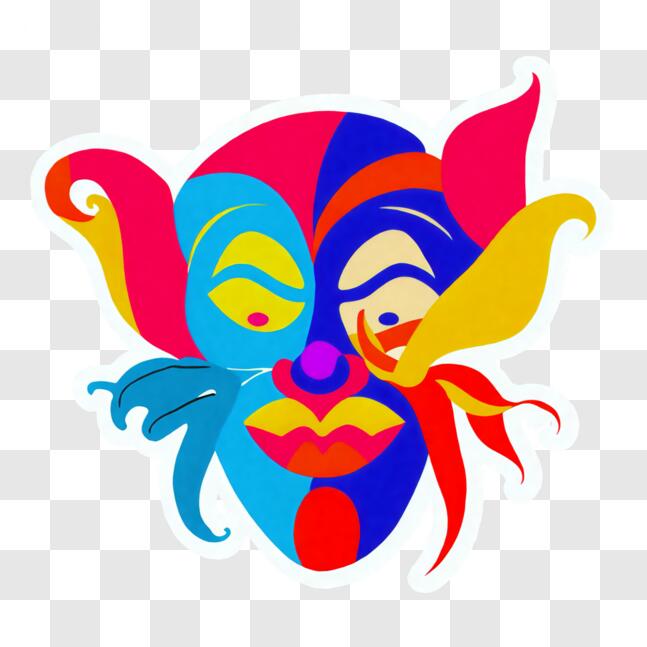 Scarica Maschera di clown colorata per festa o evento PNG Online - Creative  Fabrica