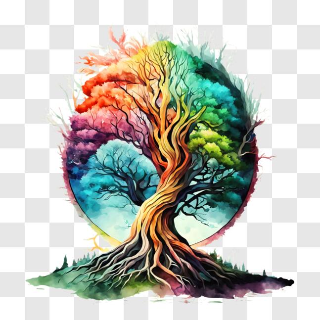 Download Colorful Tree Representing the Seven Chakras PNGs Online ...