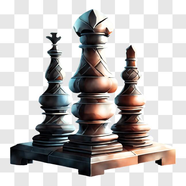 Peça de xadrez 3D em um pedestal · Creative Fabrica