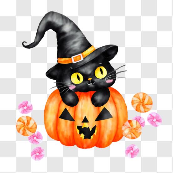 Fantasma fofo de Halloween surpreso usando um chapéu de bruxa · Creative  Fabrica