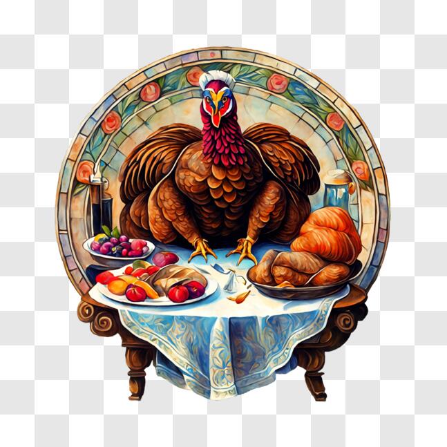Download Thanksgiving Dinner with Turkey and Assorted Fruits and ...