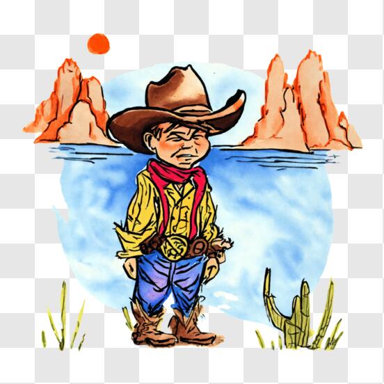 Download Old Cowboy Cartoon in Western Style Clothing PNG Online - Creative  Fabrica