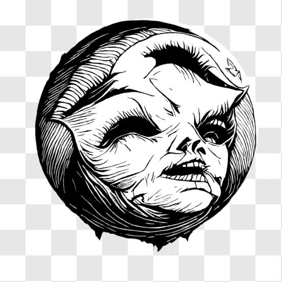 Baixe O Lado Sombrio: Desenho de Rosto de Alienígena na Superfície
