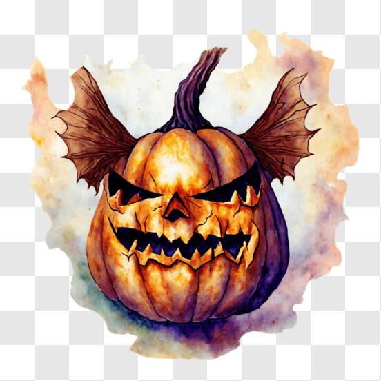Scarica Zucca di Halloween con Ali di Pipistrello - Pittura ad