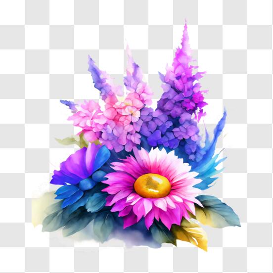 Scarica Pittura digitale di fiori freschi e colorati PNG Online - Creative  Fabrica