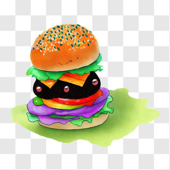 Scarica Delizioso e Nutriente Cartone Animato Hamburger PNG Online -  Creative Fabrica