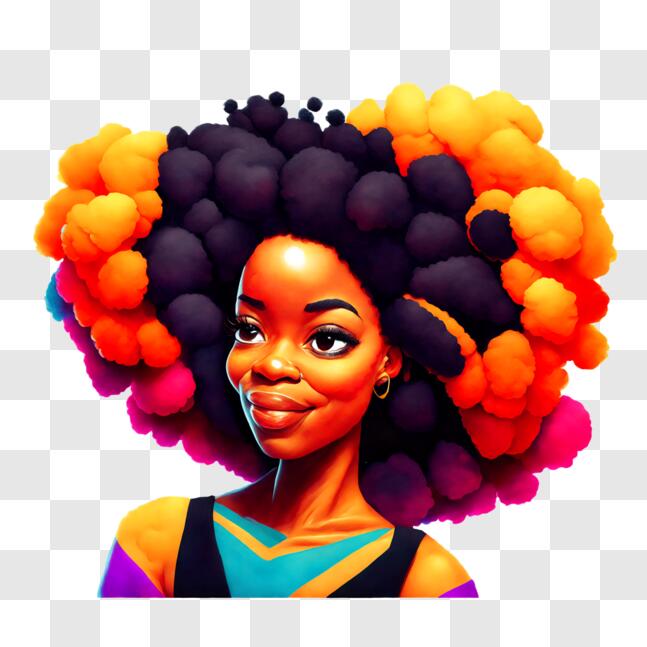 Linda garota negra com cabelo emo · Creative Fabrica