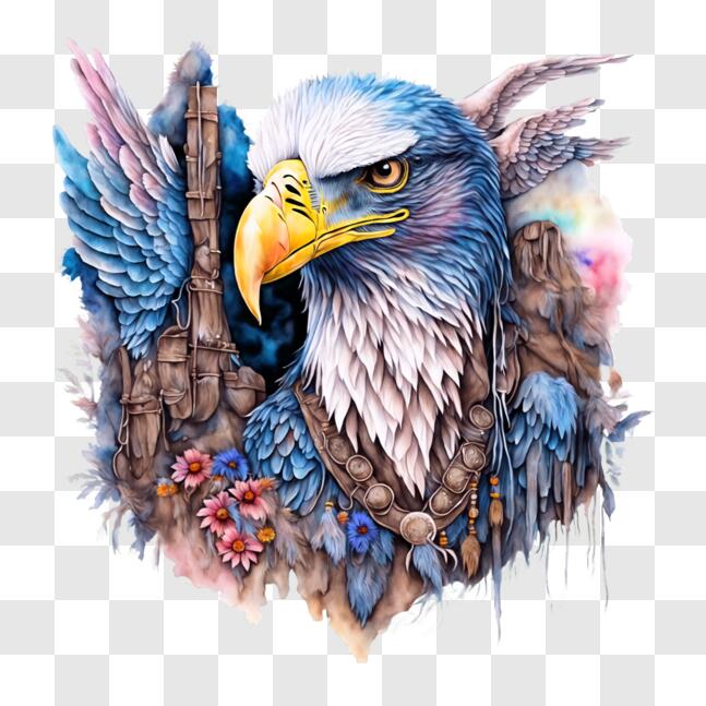 Download Native American Inspired Eagle and Flower Painting PNGs Online ...