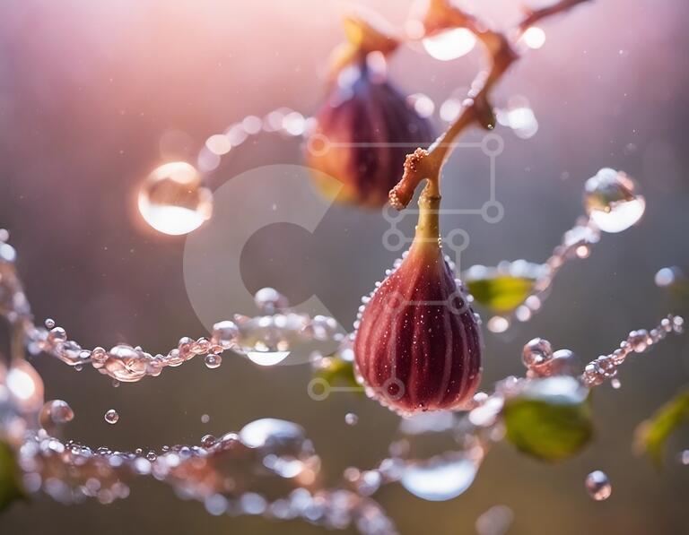 Beautiful Nature Photo of Figs with Dew Drops stock photo Creative