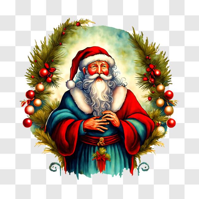 Scarica Babbo Natale con decorazioni natalizie PNG Online - Creative Fabrica