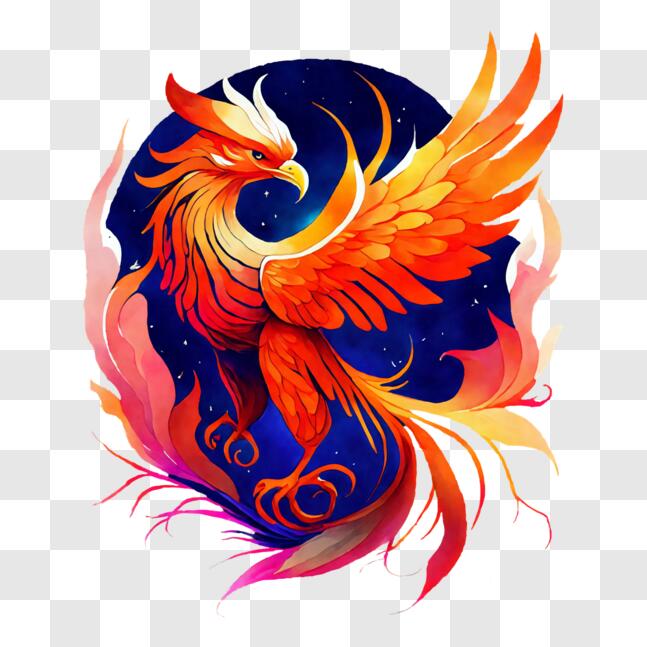 Download Colorful Phoenix Bird Artwork PNG Online - Creative Fabrica