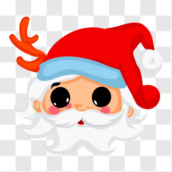 Télécharger Père Noël Cartoon avec Chapeau Rouge et Bois de Cerf PNG En  Ligne - Creative Fabrica