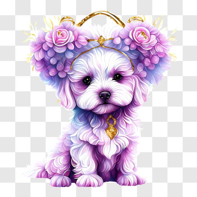 Download Cute Dog with a Flower Crown PNGs Online - Creative Fabrica
