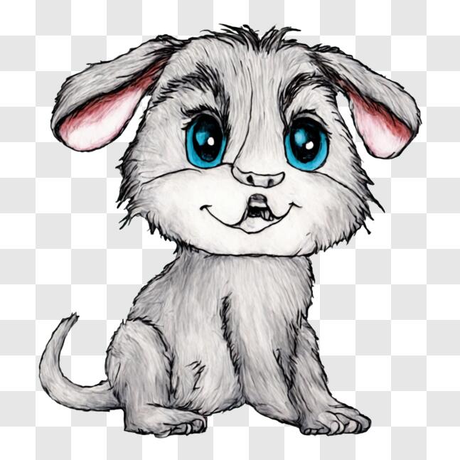 Download Adorable Small Grey Dog in a Promotional Drawing PNG Online ...