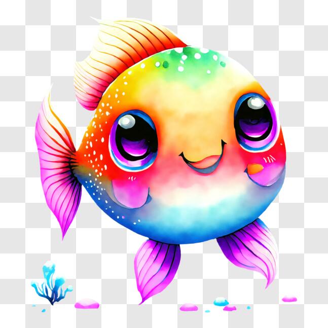 Download Colorful Fish with Smiling Expression PNG Online - Creative Fabrica