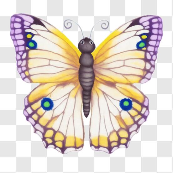 Télécharger Papillon jaune et violet - Photographie de nature PNG