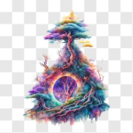 Scarica Albero a forma di occhio magico in dintorni incantevoli PNG Online  - Creative Fabrica