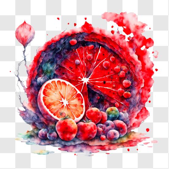 Descarga Pintura realista de acuarela de frutas en un tazón de