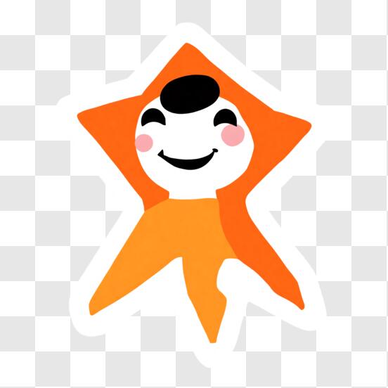 Lächelndes Gesicht Orange Stern Aufkleber PNG online herunterladen