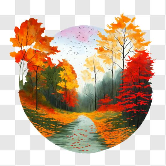 Peinture murale d'intérieur avec feuilles d'automne · Creative Fabrica