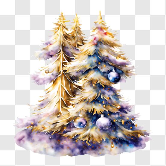 Scarica Alberi di Natale festosi con ornamenti e decorazioni PNG Online - Creative  Fabrica