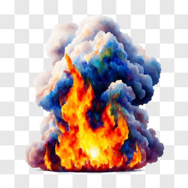 Download Colorful Fire Explosion - Natural or Man-Made Disaster PNG Online  - Creative Fabrica