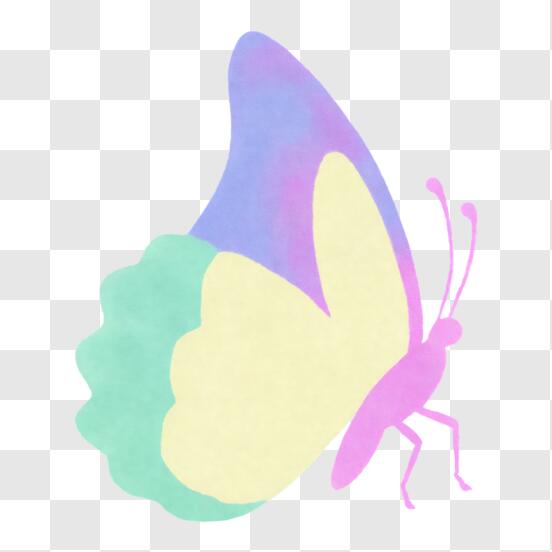 Download Beautiful Butterfly in Pastel Colors PNG Online - Creative Fabrica