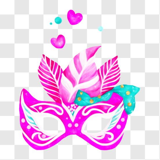 Download Colorful Carnival Mask with Feather and Heart Design PNG Online -  Creative Fabrica