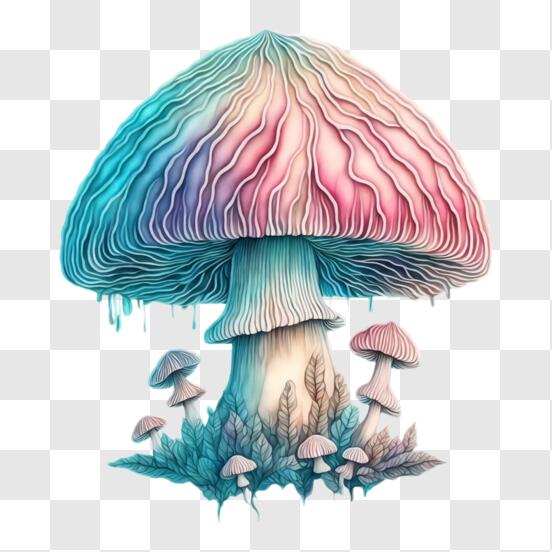 Mosaïque en clous de champignons colorés