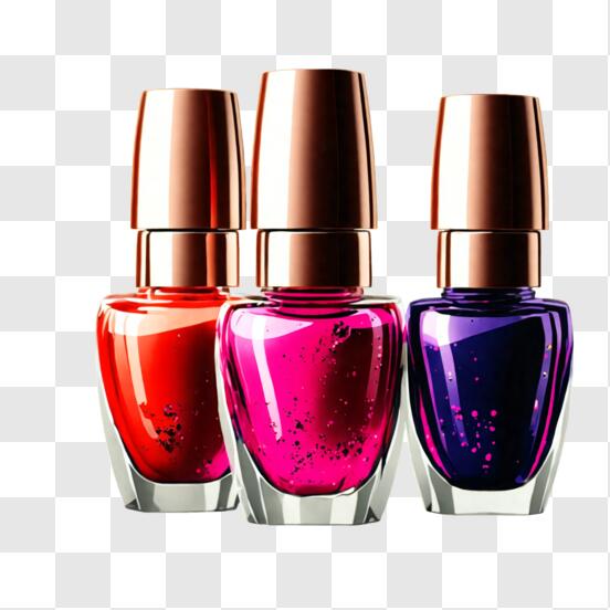 Download Colorful Nail Polish Bottles in Clear Containers PNG Online -  Creative Fabrica