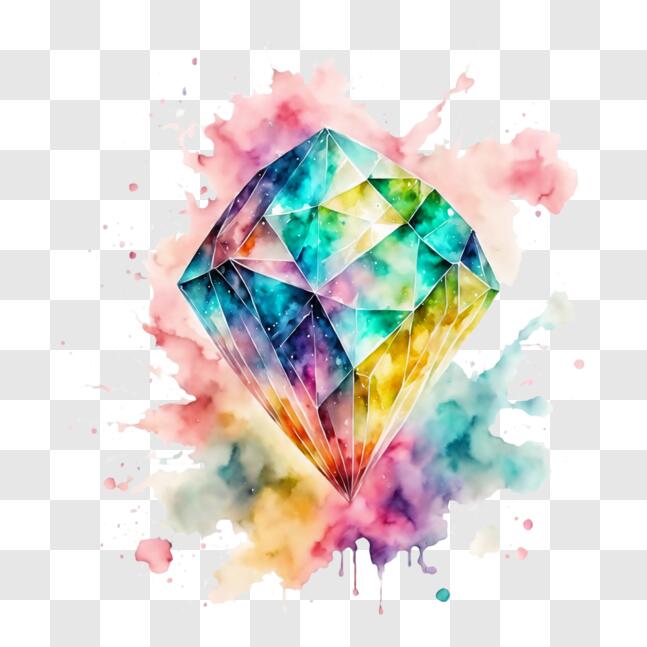 Download Colorful Diamond with Watercolor Splatters PNGs Online ...