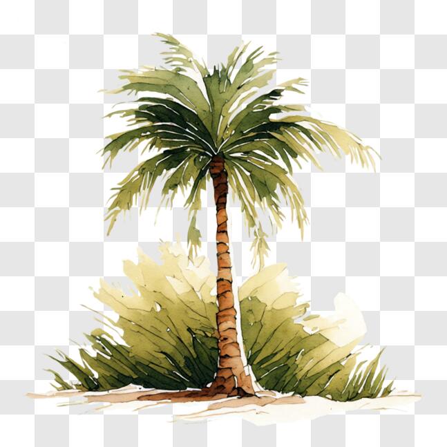 Download Beautiful Tropical Palm Tree Drawing PNG Online - Creative Fabrica