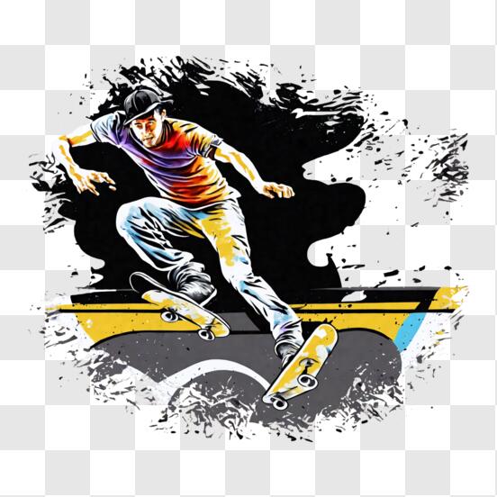 Download Skateboarder Performing Impressive Tricks PNG Online ...