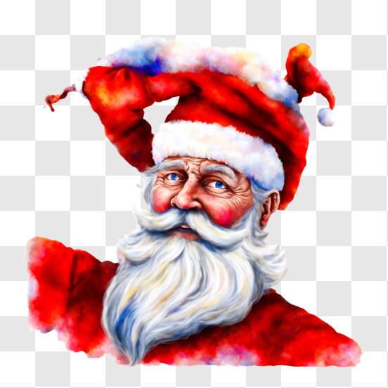 Télécharger Père Noël avec barbe et chapeau PNG En Ligne