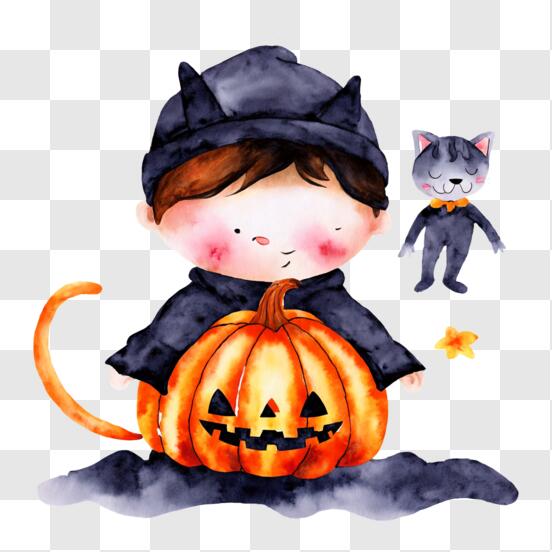 Baixe Desenho de Abóbora de Halloween com Rosto de Gato PNG - Creative  Fabrica