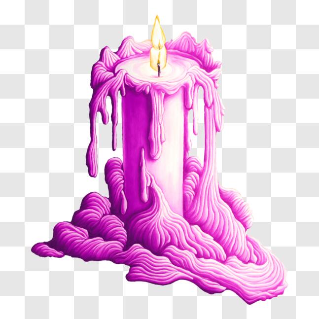 Download Pink Candle with Dripping Wax - Background Image PNG Online