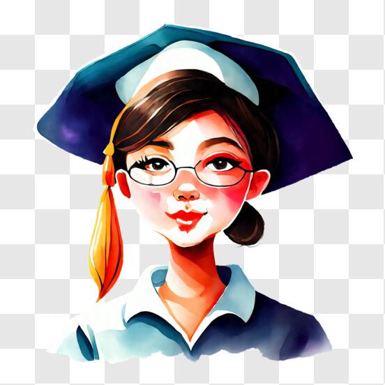 Descarga Niña de dibujos animados graduada con sombrero azul y corbata de  lazo PNG En Línea - Creative Fabrica