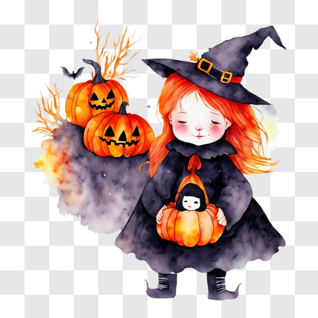 Livro de colorir para halloween com uma linda menina bruxa 6