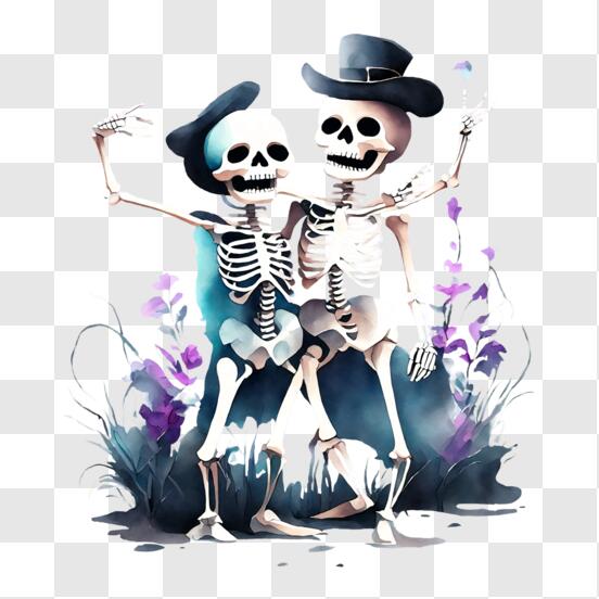 Download Playful Cowboy Skeletons Enjoying Time Together PNG Online -  Creative Fabrica