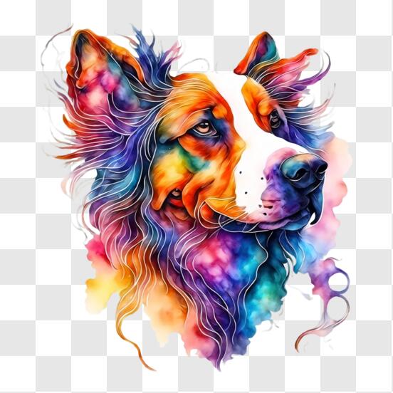 Télécharger Peinture de chien coloré avec une longue queue bouclée et une  crinière moelleuse arc-en-ciel PNG En Ligne - Creative Fabrica