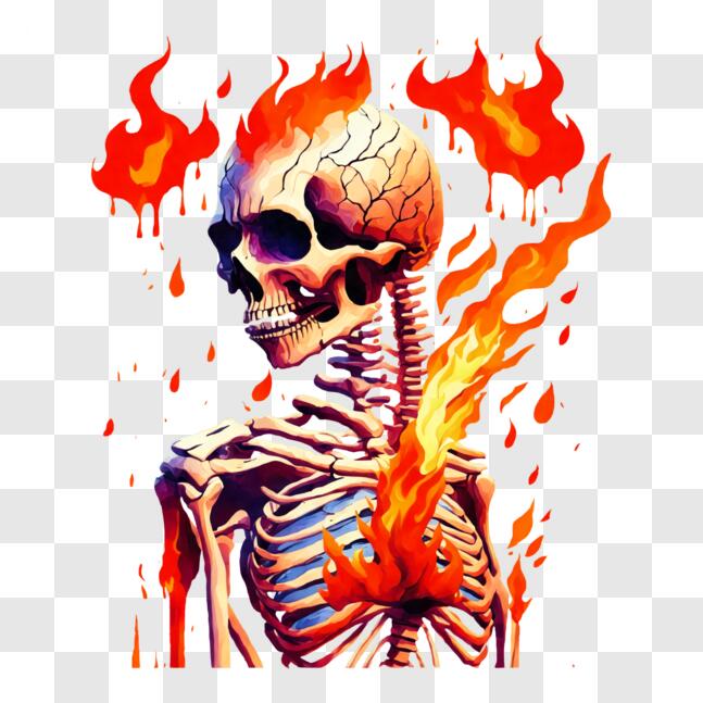 Download Fiery Skeleton Illustration PNGs Online - Creative Fabrica