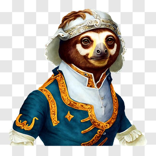 Download Sloth in a vintage dress and hat PNGs Online - Creative Fabrica