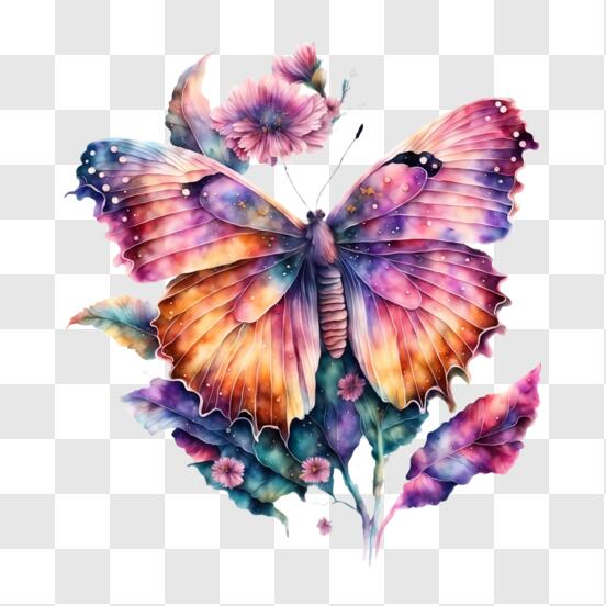 Download Vibrant Butterfly on Flower PNG Online - Creative Fabrica