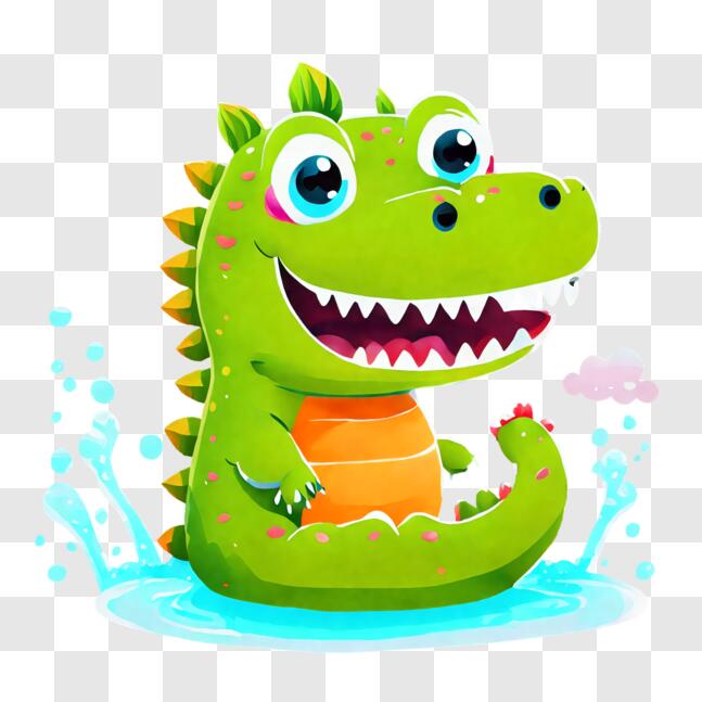 Download Educational Image of a Green Alligator PNG Online - Creative ...