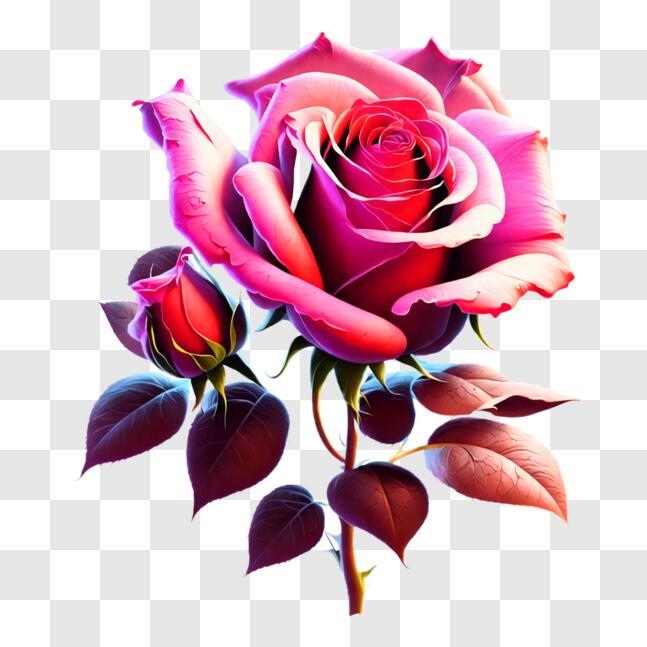 Download Close-up of Pink Rose with Spread Petals PNG Online - Creative ...