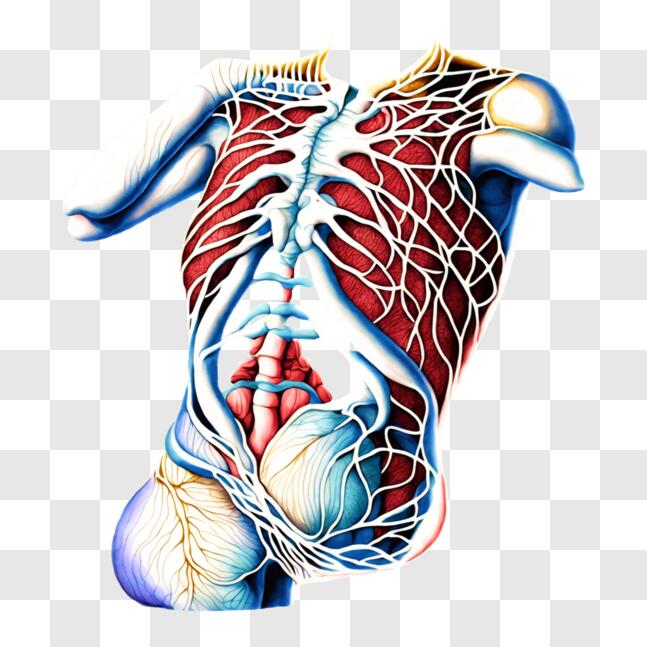 Illustrazione Stock Corpo umano femminile, anatomia muscoli e organi